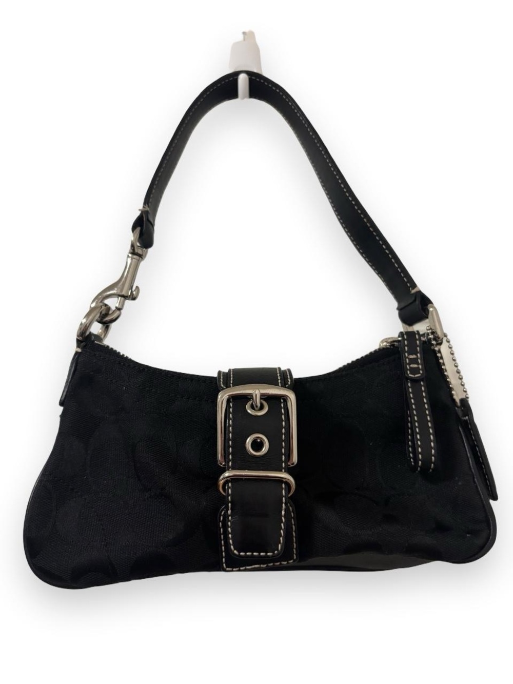 Coach Black Women’s Shoulder Bag with Buckle Accent sliver